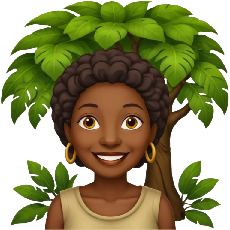 an old black woman with jungle tree emoji