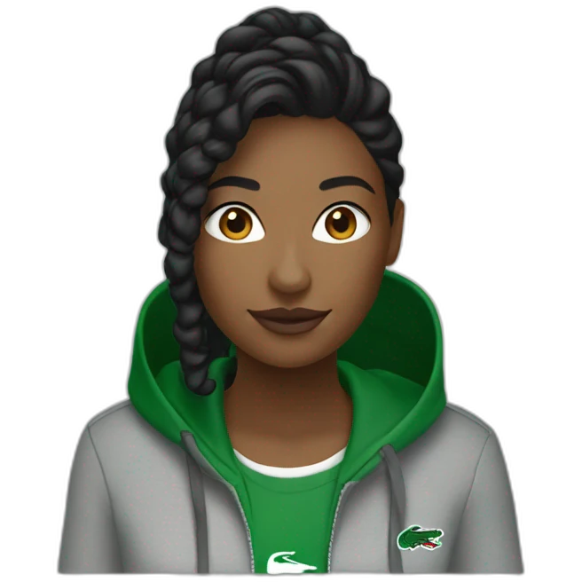 Black ladie using lacoste hoodie emoji