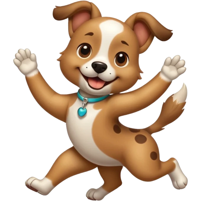 dancing dog with spot emoji