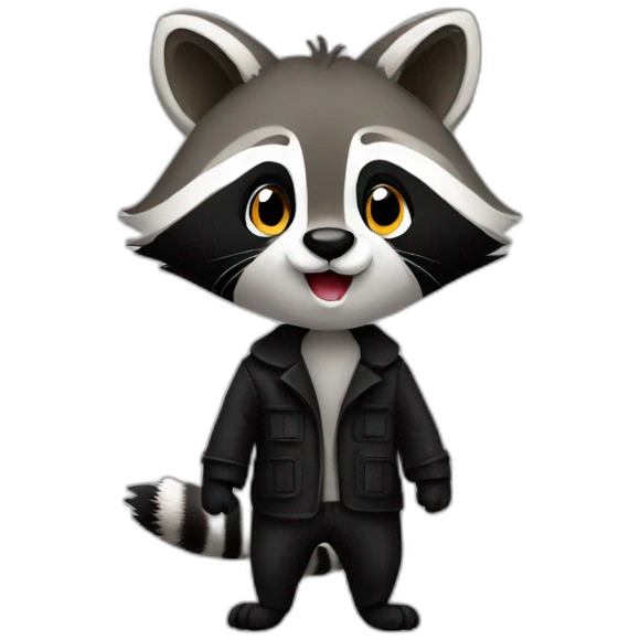A raccoon who has a black coat and he puts emoji