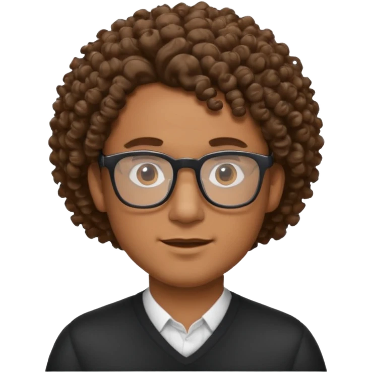 homme blanc brun avec cheveux frisés et lunette emoji