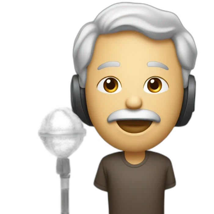 un homme qui dit bonjours et qui tien un microphone emoji