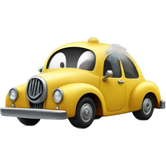a smiley shaped like a car with steam coming out of it  emoji