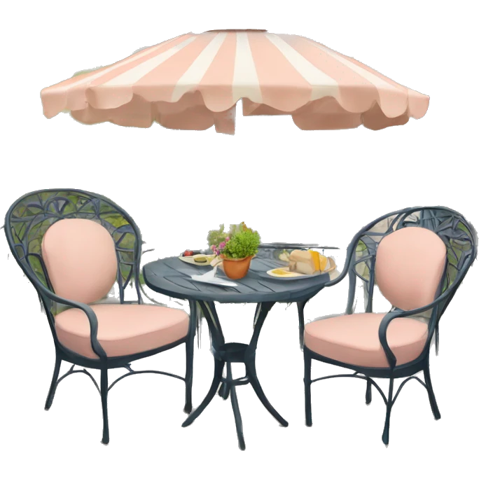 Terrasse Parisienne typique avec deux chaises et une table emoji