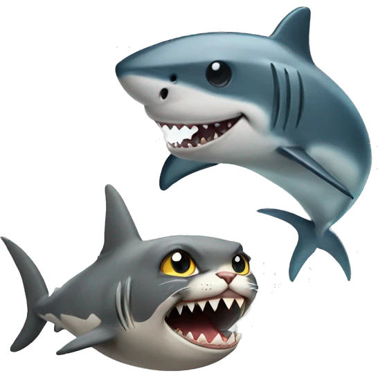 Cat and shark emoji