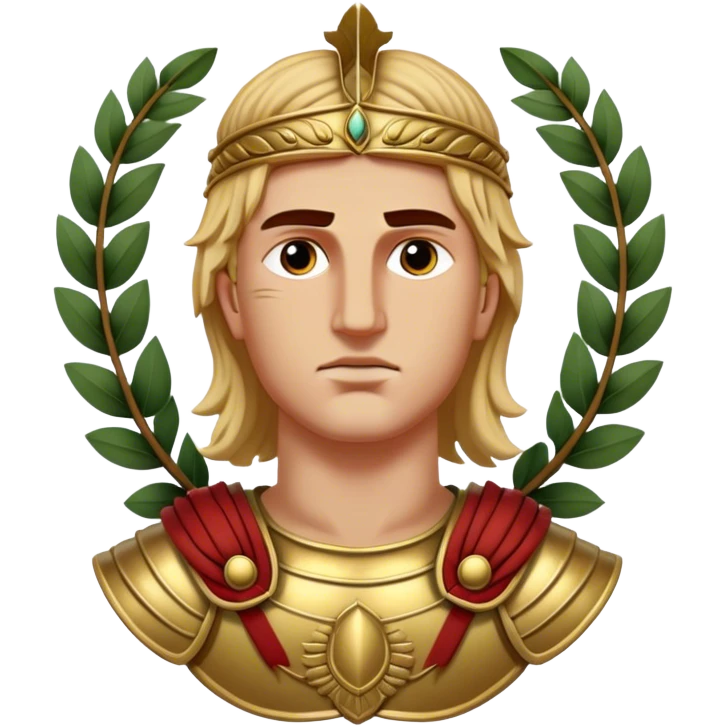 Cinematic Realistic portrait of Alexander the Great, depicted with photorealistic detail as a commanding historical conqueror, featuring sharp, lifelike facial features, meticulously rendered ancient Macedonian armor, and a laurel wreath, illuminated by natural, dramatic lighting that highlights his youthful determination and legendary presence. emoji