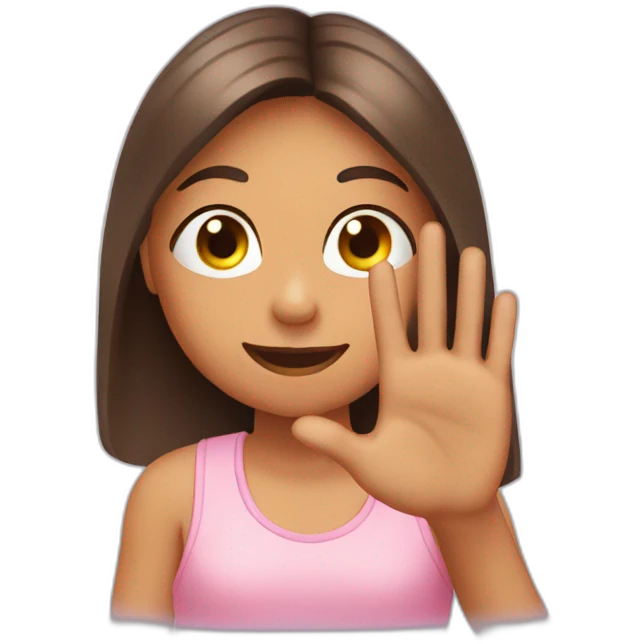 girl showing THREE out of five fingers up on her ONE hand emoji