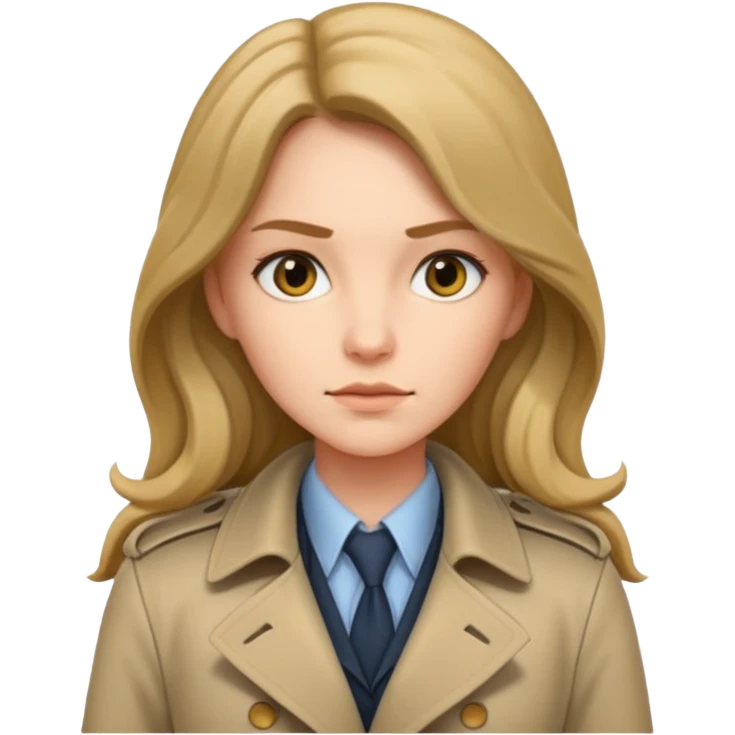 female detective with long hair and trench coat emoji