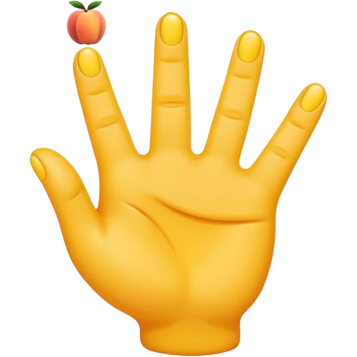 The image shows a modified emoji combination where a yellow hand emoji is positioned over a peach emoji. The hand’s fingers are spread emoji