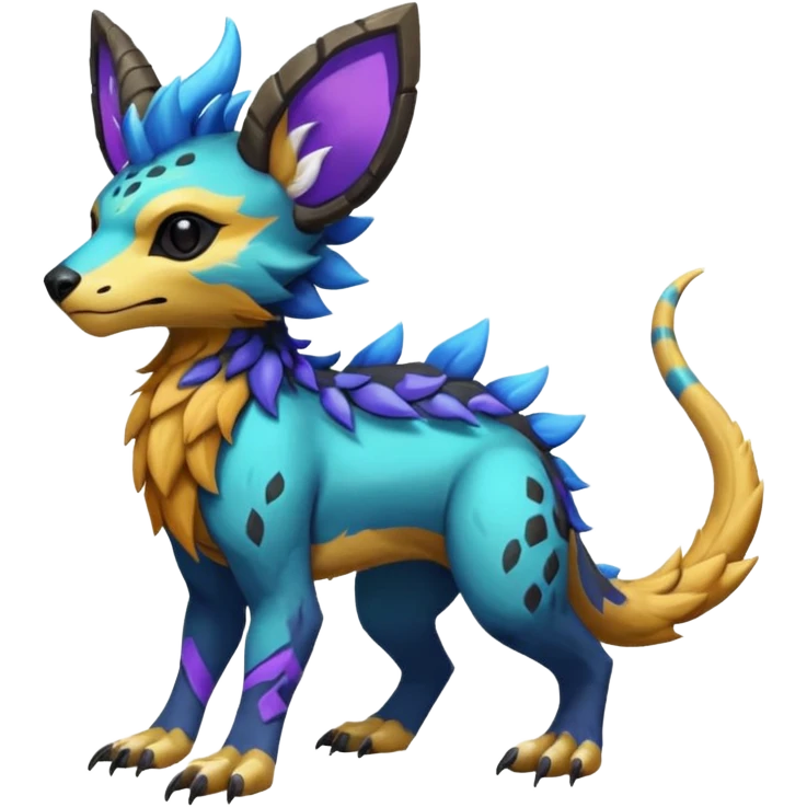 Rare realistic exotic cute epic pretty beautiful handsome gorgeous aesthetic colorful vibrant Vernid-Protogen-Primagen-Wickerbeast-species-Fakemon-creature by LiLaiRa, random markings, tufted ears, full body emoji