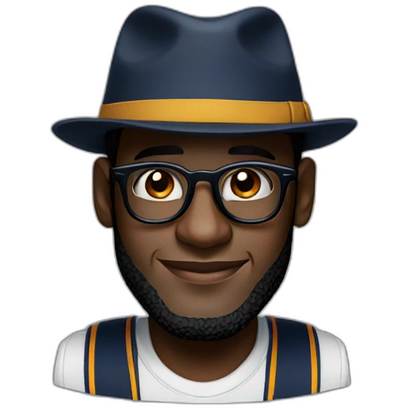 Lebron james with glasses and hat emoji