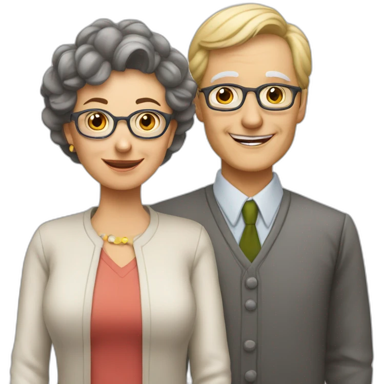 Classmates Reunion with older lady teacher emoji