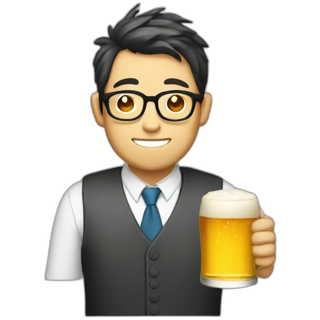 wearing glasses holding beer Japanese emoji