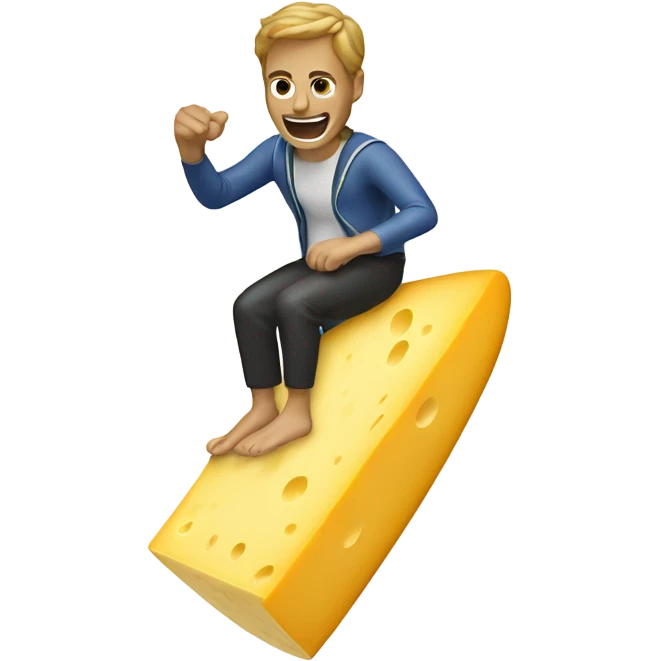 block of cheese riding surfboard emoji