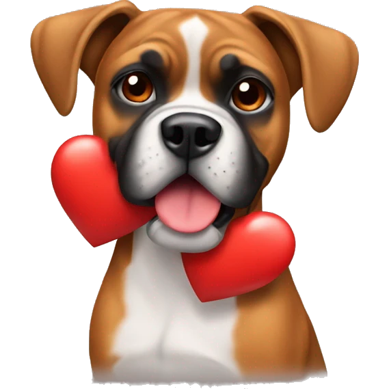 boxer dog with many red heart  emoji