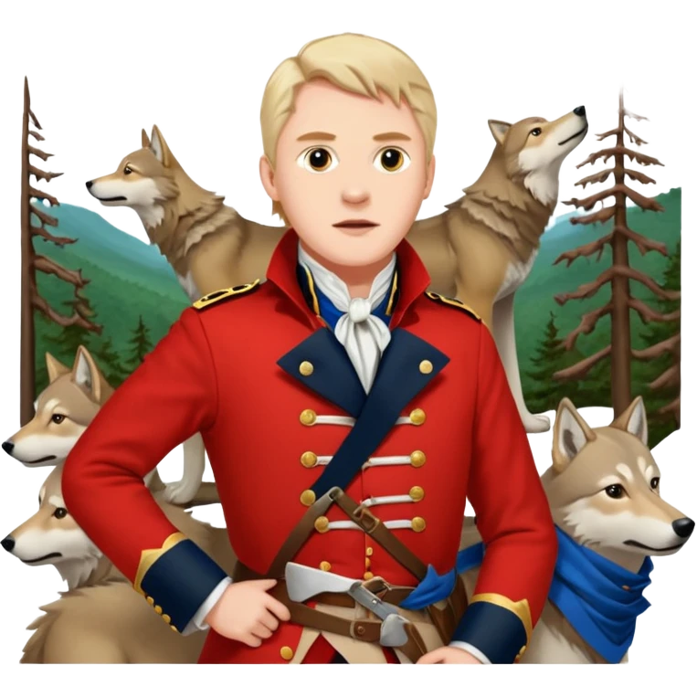 Loyalist Patrick Ferguson at the Revolutionary war Battle of Kings Mountain, with Wolves around him. emoji
