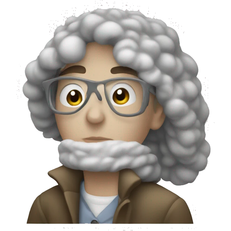 White person wearing a big winter coat painting a picture emoji