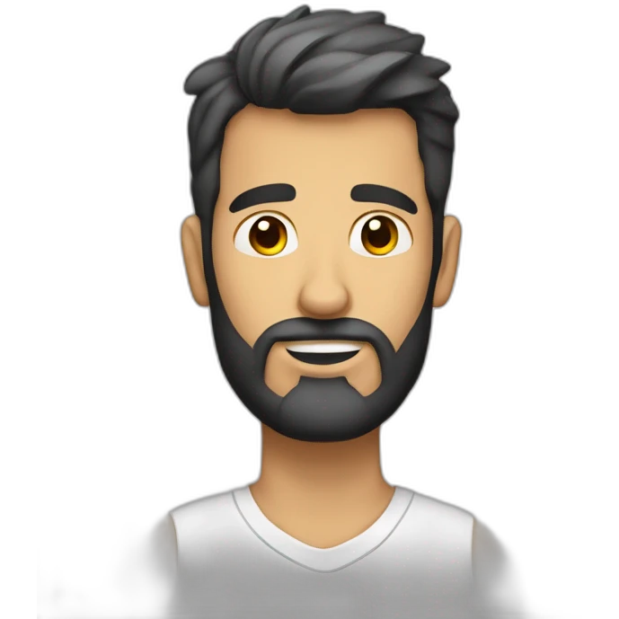 Hombre bajo morocho con barba corta y nariz respingada emoji