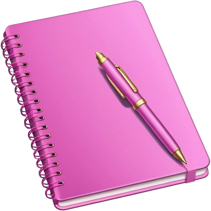 make a notebook with a pen with girly pink tones. emoji