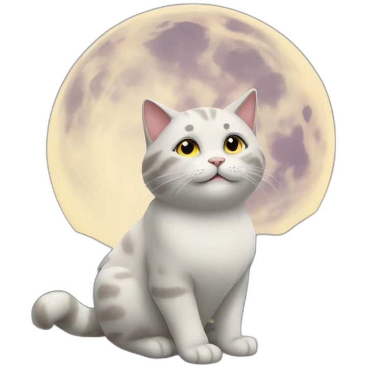 cat playing with the moon emoji