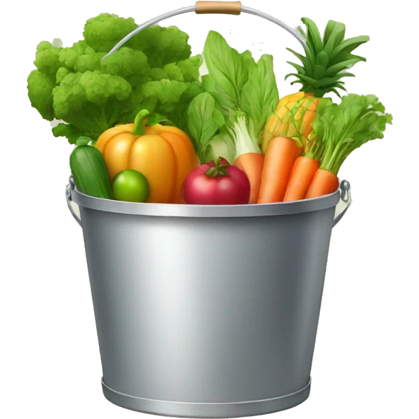Fresh vegetables and fruits in the bucket  emoji
