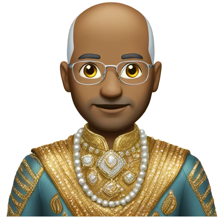 Bald Indian dude wearing sparkles emoji