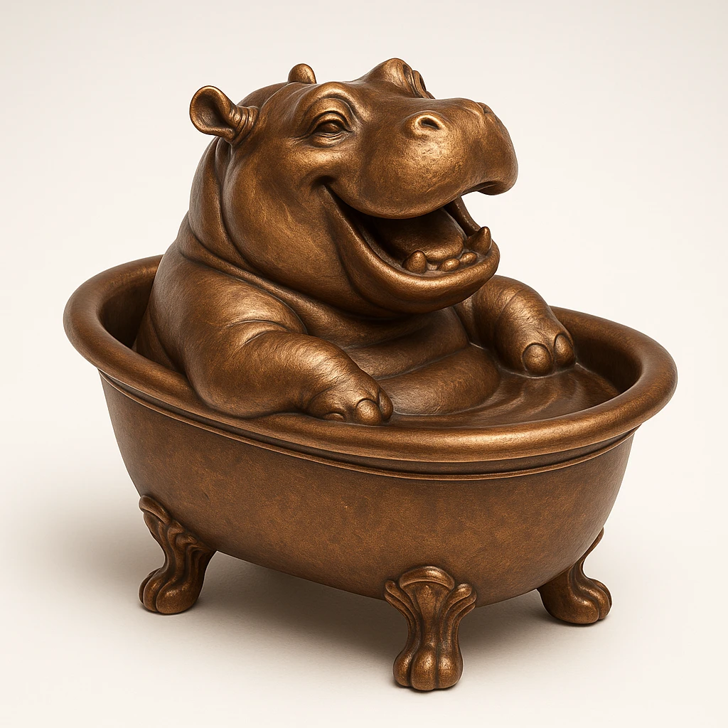 happy hippo with bubbles in bathtub emoji