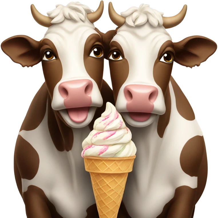 Two cows eating ice cream  emoji