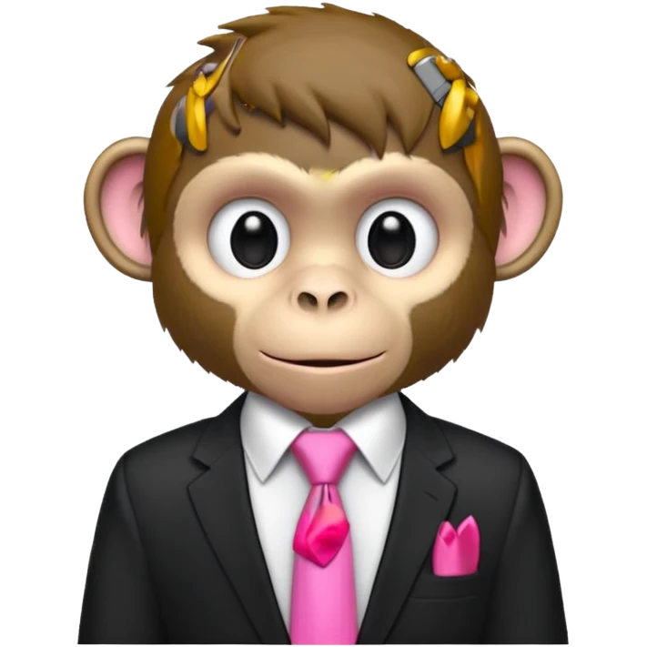  monkey with just piece black shirt,pink tie emoji