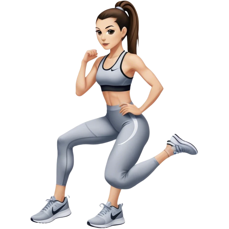 Melanie chisholm with a high ponytail wearing glamorous tight fitting athletic attire and Nike shoes emoji