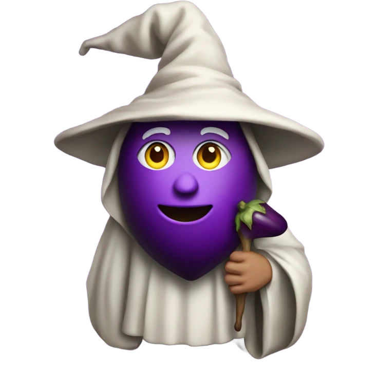 Wizard holding eggplant emoji