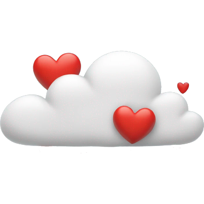 Cloud raining red hearts emoji