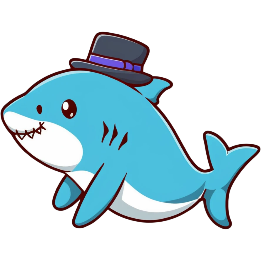 shark wearing a top hat emoji