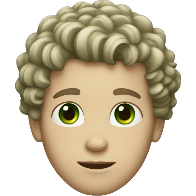 white guy with curly hair green eyes emoji