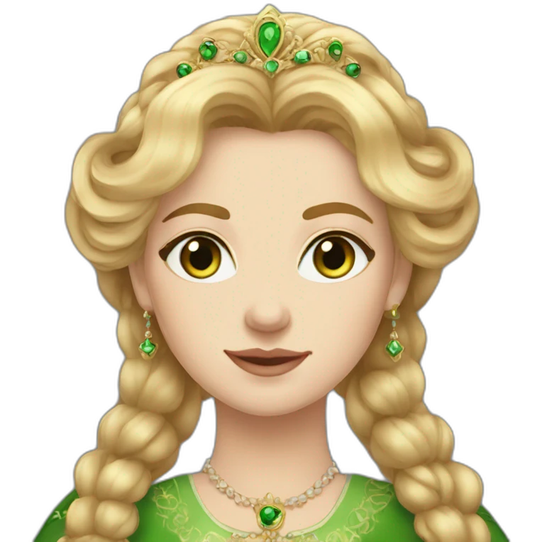 Russian folk Queen anastasia with ginger medium hair, green eyes emoji