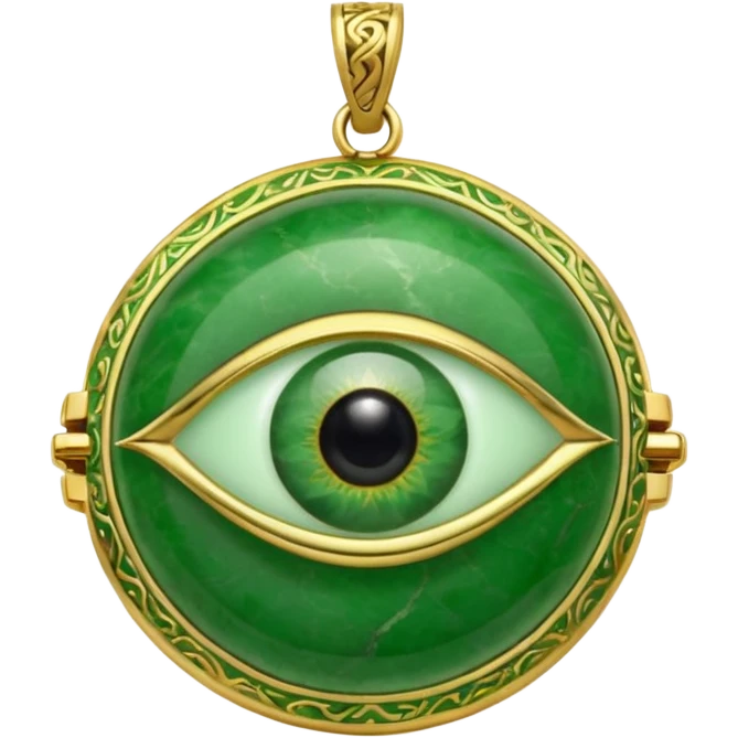 Eye shaped green locket  emoji