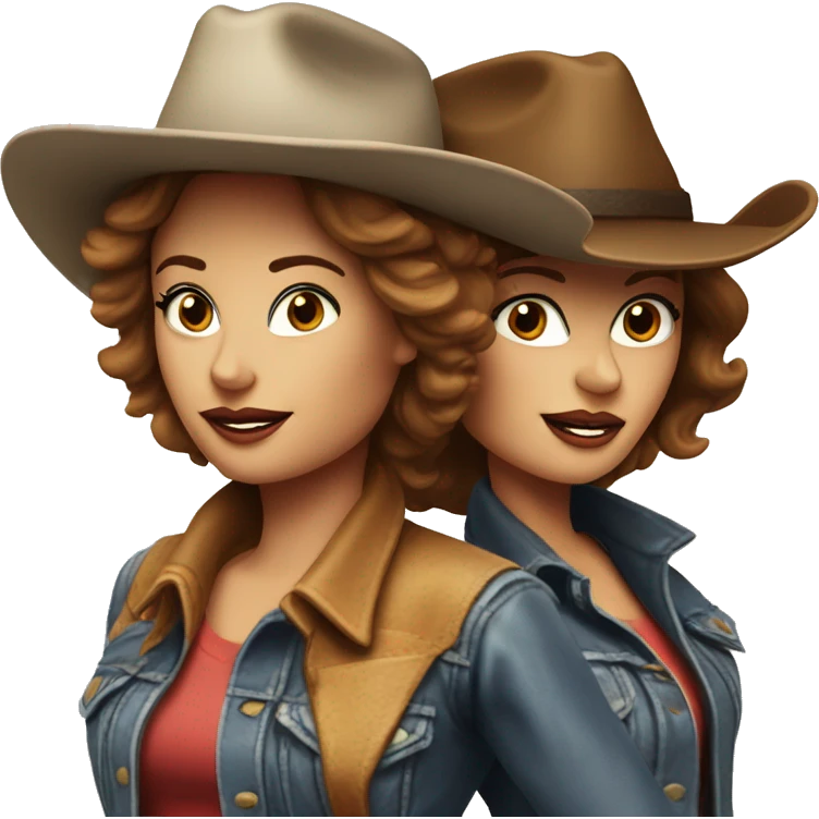 thelma & louise wearing cowboy hat and trucker cap emoji