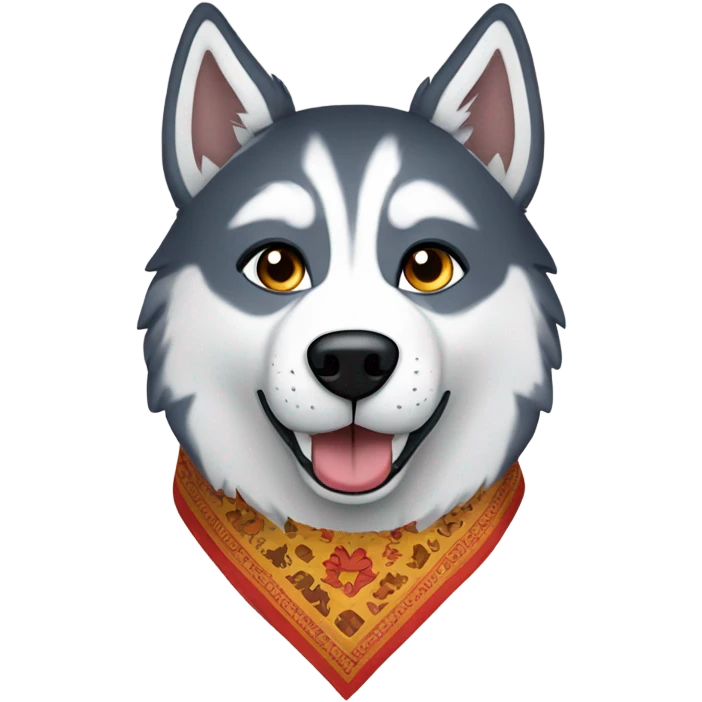Husky wearing a lions bandana emoji