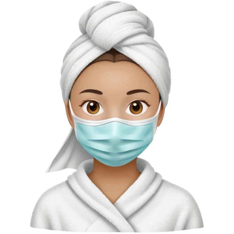 woman doing self care with face mask and towel emoji