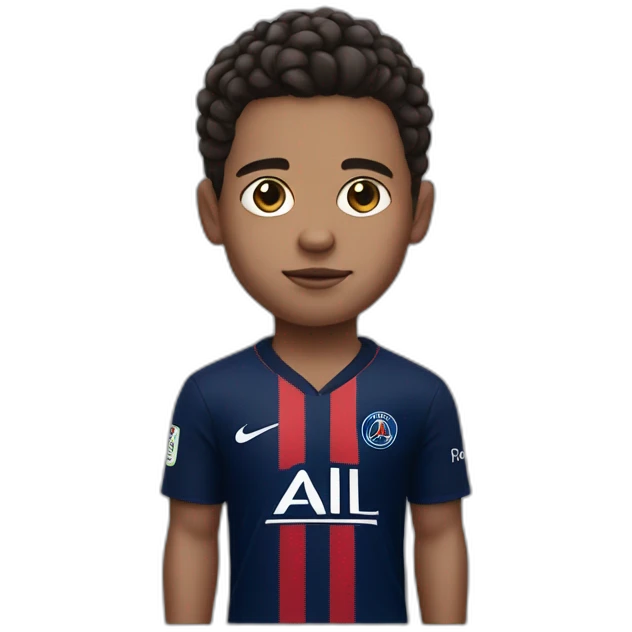 boy with black brown hair and a big fade haircut with a psg jersey emoji