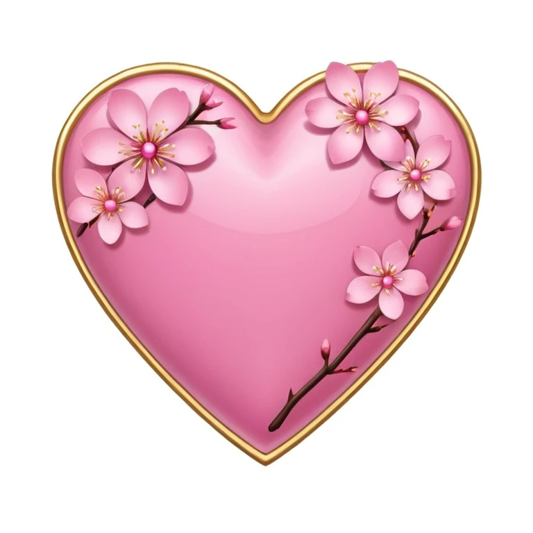 heart with sakura and gold accents emoji