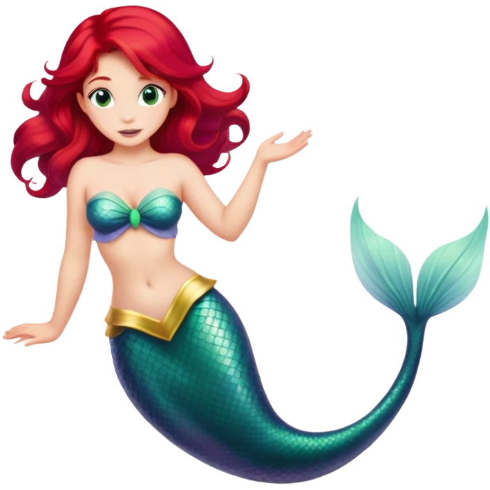 Ariel mermaid princess with red hair and green tail emoji