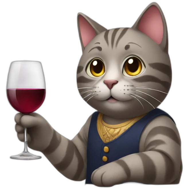 cat holding a glass of wine emoji