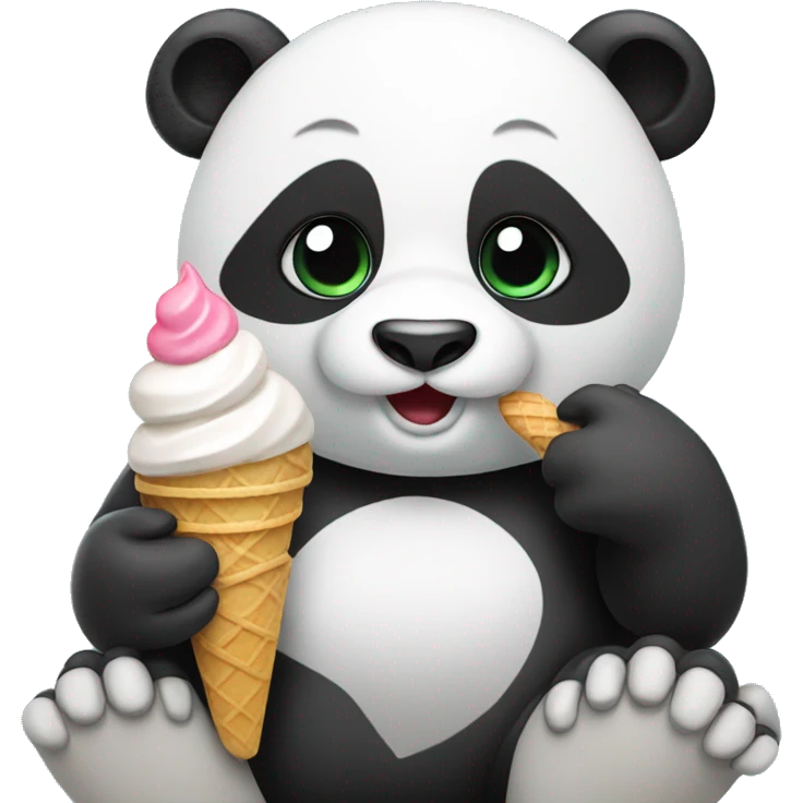 Panda eating ice cream emoji