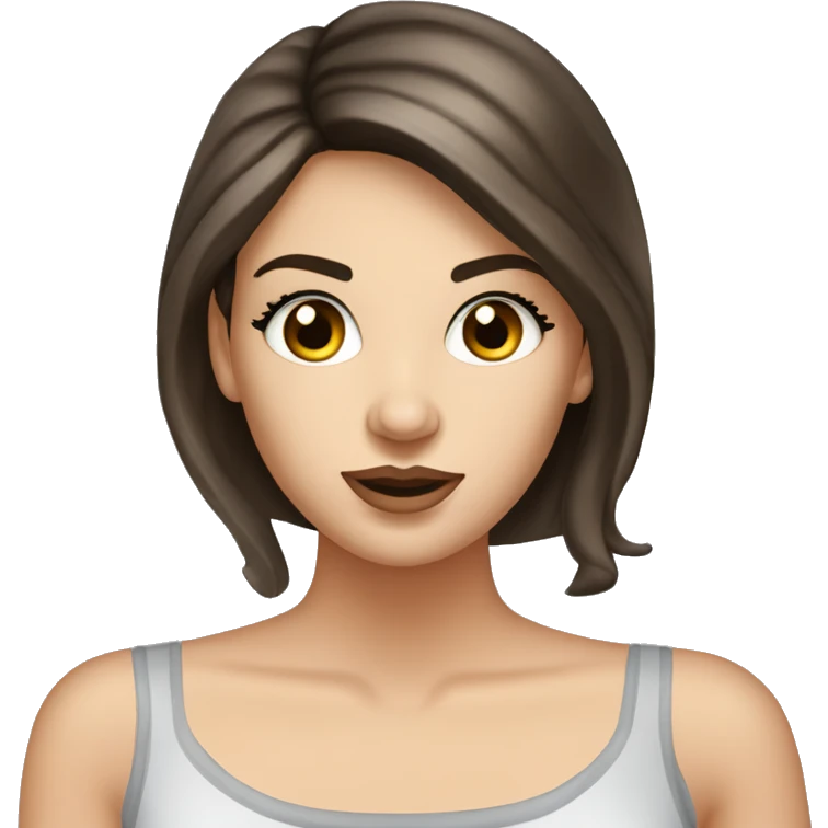 beautiful fancy brunette white girl looking at herself in vanity mirror  emoji