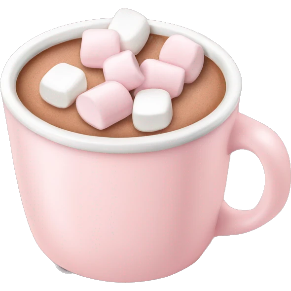 Light Pink mug of hot chocolate with marshmallows  emoji