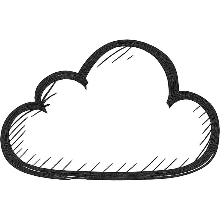 minimalist hand drawn black outline of a cloud on white clean background emoji
