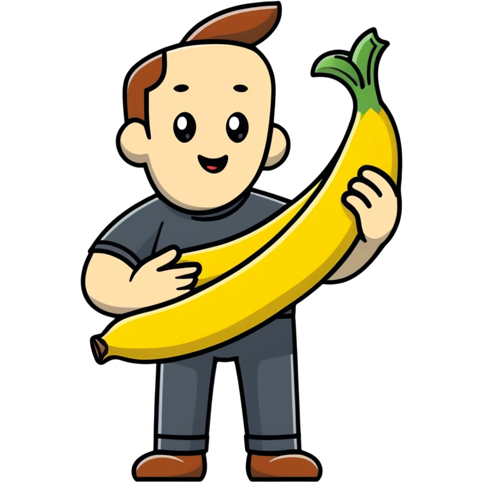 man with a banana emoji