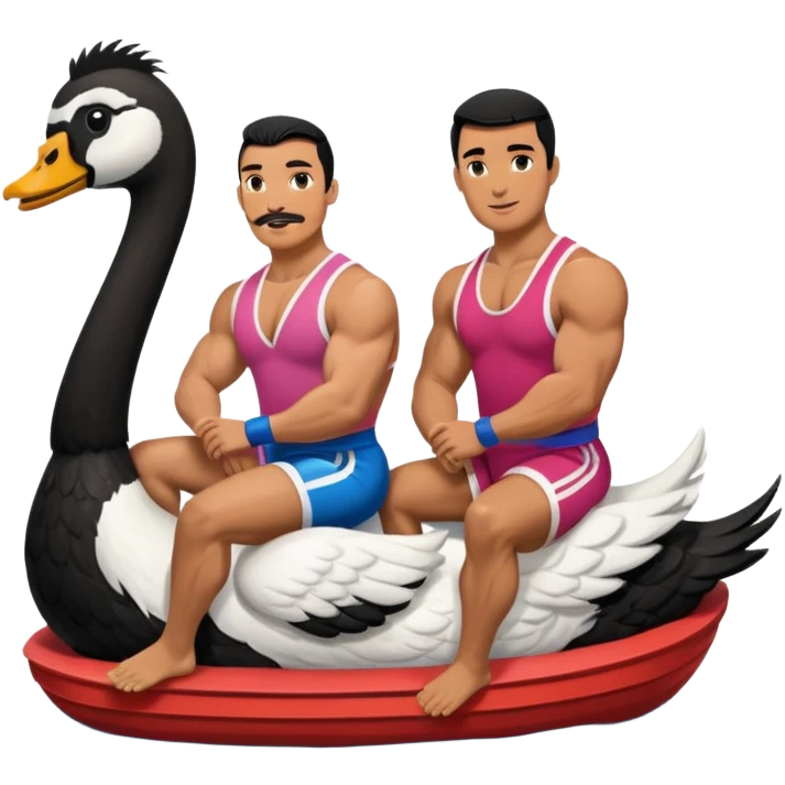 WWF wrestlers riding in a swan love boat  emoji
