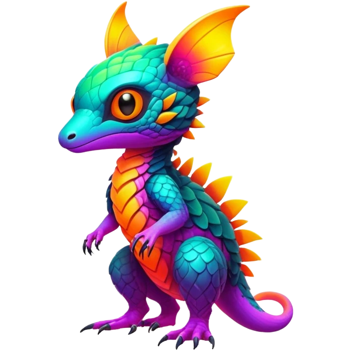 Exotic Tropical futuristic lush warm-colored neon-colored Fakémon-Trico-creature (full body) emoji